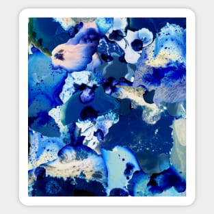 Deep blue  -  Night blue abstract landscape, abstract art, blue ink. Sticker